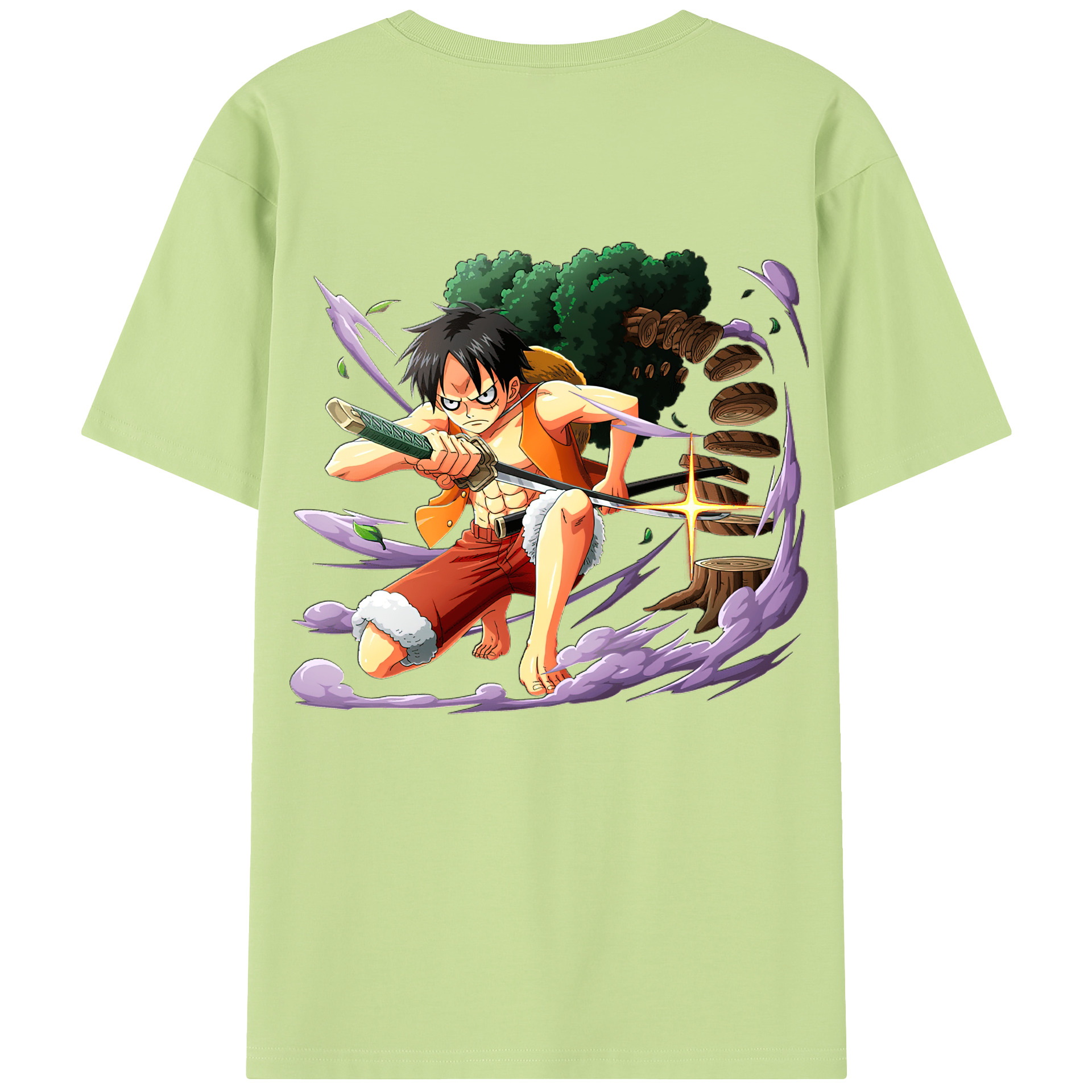 ワンピース モンキー・D・ルフィ ONE PIECE Monkey D. Luffy 綿100％半袖Tシャツ（背面プリント）